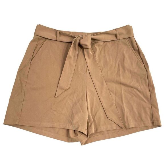 NEW Lane Bryant‎ Perfect Drape Shorts Size 14 Paperbag Tie Waist Khaki tan - Picture 2 of 9